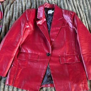 Princess Polly Shiny Red Blazer